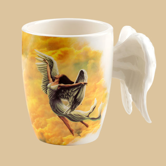 Colourful Angel Wings Shaped Handle Mug Left Side View