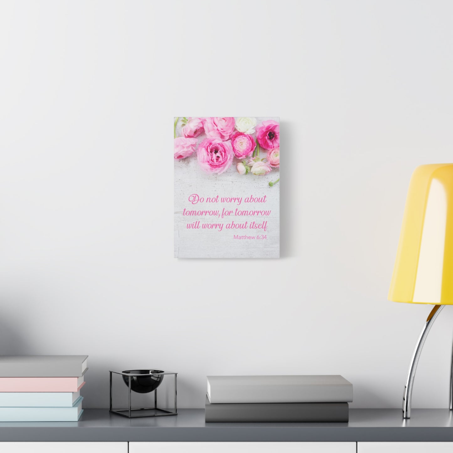 Matthew 6:34 Floral Wall Art – Do Not Worry About Tomorrow Scripture Canvas 10