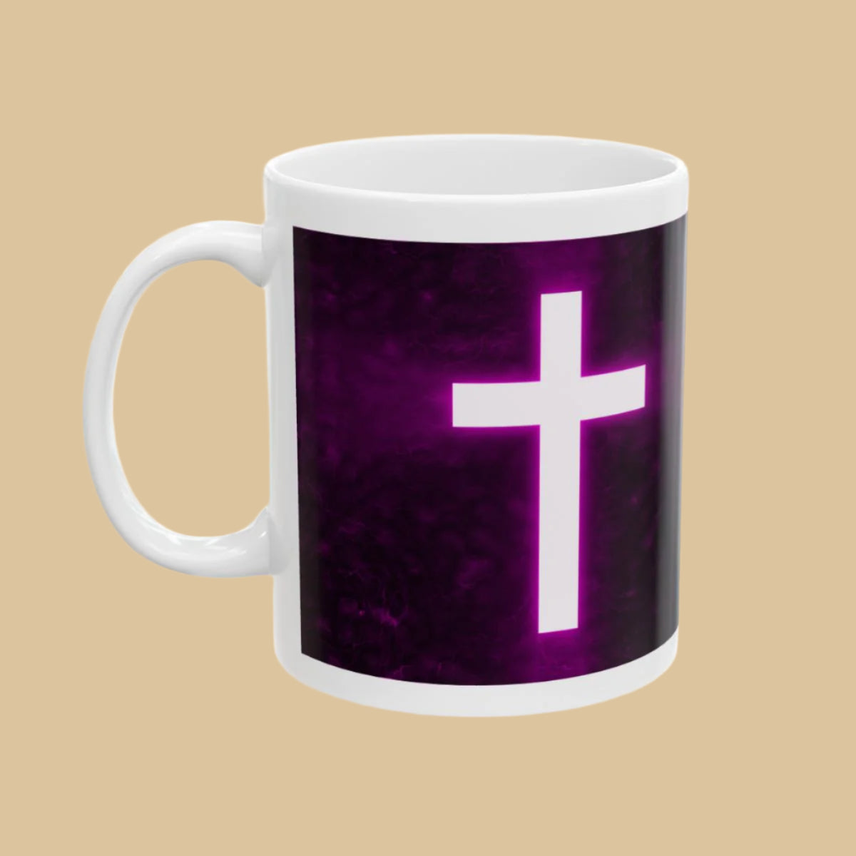 Christian-Mug-Bright-Cross-On-A-Dark-Purple-Background-Right-Side-View