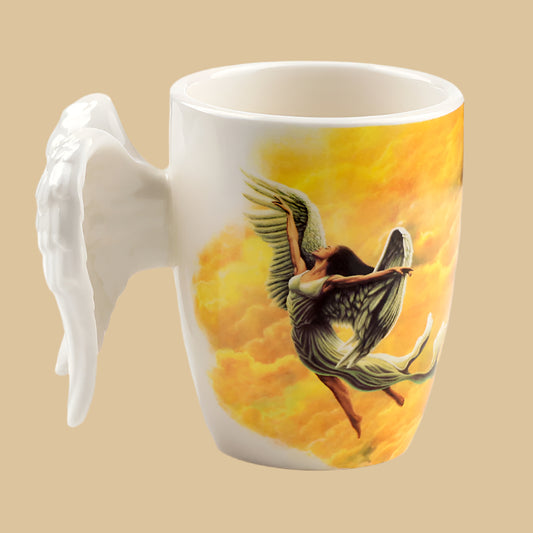 Colourful Angel Wings Shaped Handle Mug Left Side View