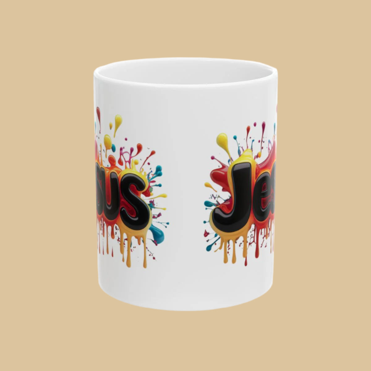 Colourful Jesus Mug – Inspirational Christian Coffee Mug | Daily Bread Front View