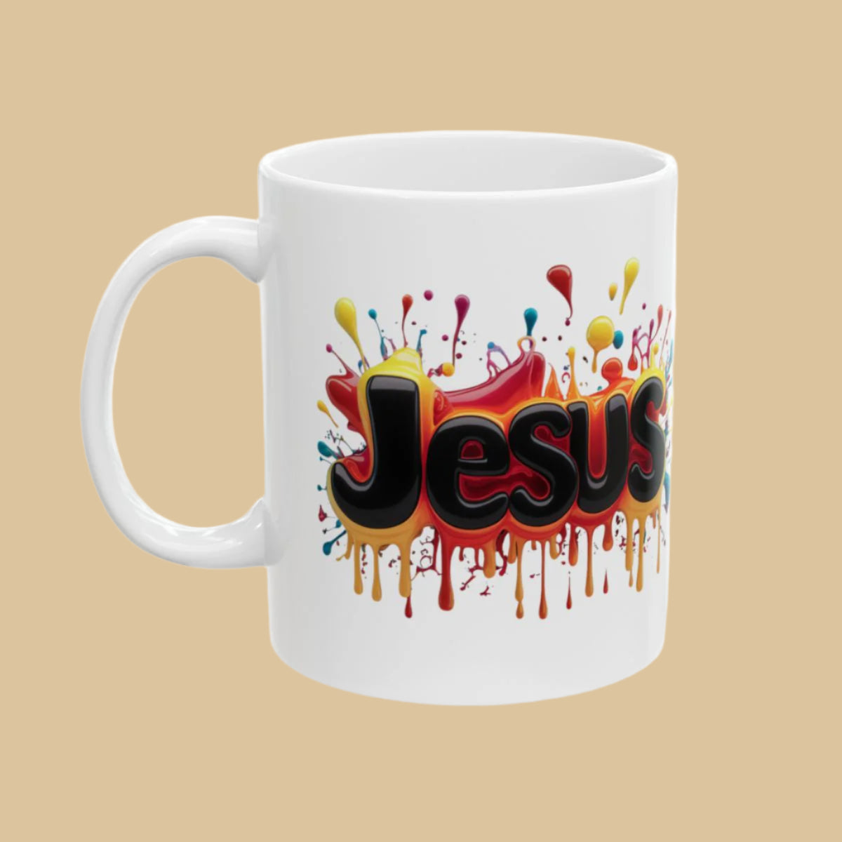 Colourful Jesus Mug – Inspirational Christian Coffee Mug | Daily Bread Right Side View