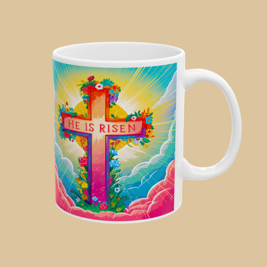 He Is Risen Mug – Inspirational Christian Coffee Mug Left Side View