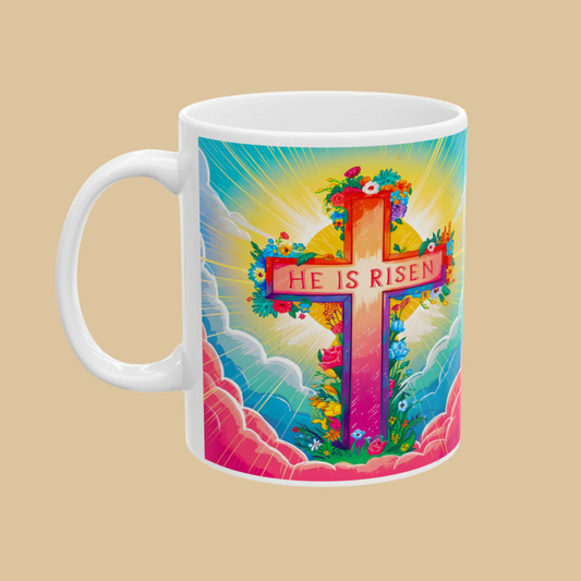 He Is Risen Mug – Inspirational Christian Coffee Mug Right Side View