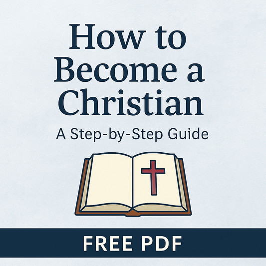 How to Become a Christian – A Step-by-Step Guide (Free Printable PDF) with a picture of an open Bible with a cross in it