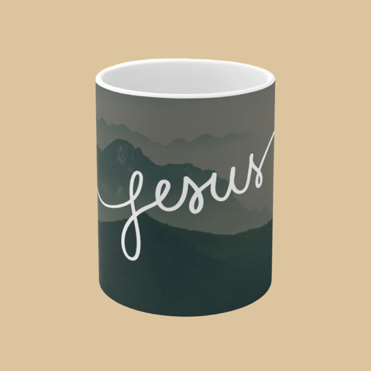 Inspirational Jesus Ceramic Coffee Mug Front View