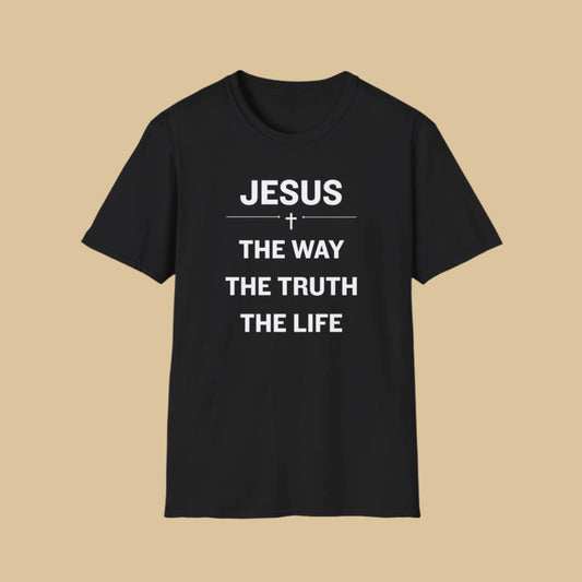 Jesus The Way The Truth The Life T-Shirt – Christian Faith Statement Tee In Black