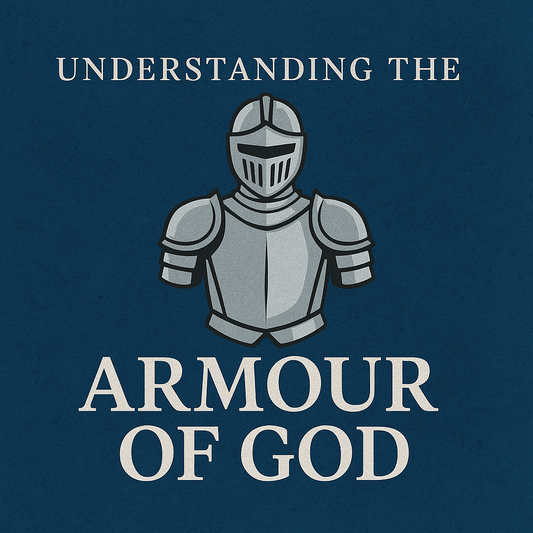 A suit of armour on a blue background
