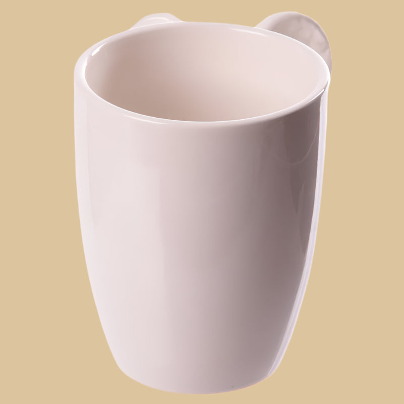 White Angel Wings Handle Ceramic Mug Front View